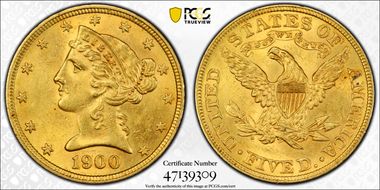 1900 $5 MS62