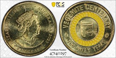 2023 $2 Vegemite Centenary Colorized 100 Mitey Years MS63