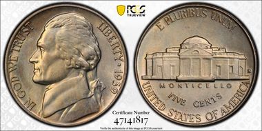 1939-S 5C Reverse of 1938 MS65