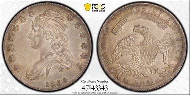 1834 50C Small Date, Small Letters AU55