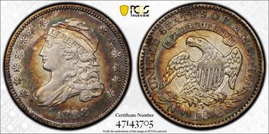 1828 10C JR-1, Small Date XF40