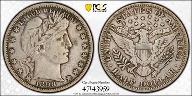 1898-O 50C VF25