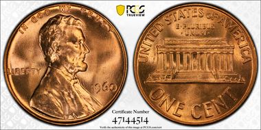 1960 1C Large Date MS67RD