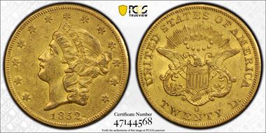 1852-O $20 AU53