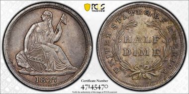 1837 H10C Seated, Small Date AU58