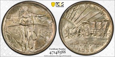 1936 50C Oregon MS67