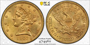1902 $5 MS63