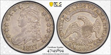 1827 50C Square Base 2 AU53