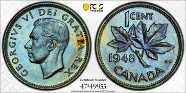 1948 1C A Btwn Denticles MS64BN