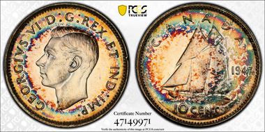 1947 10C Maple Leaf MS64