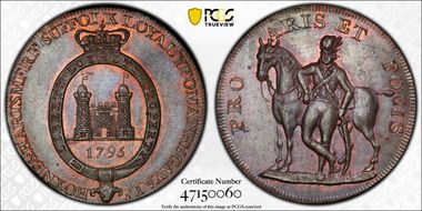 1795 Tk 1/2D DH-33 Suffolk, Hoxne MS64BN