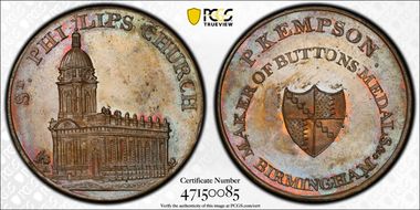 (c.1790) Tk 1/2D DH-175 Warwickshire Kempson's MS63BN