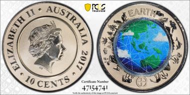 2017 10C Planetary Coins Earth Colorized MS70