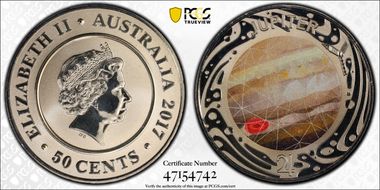 2017 50C Planetary Coins Jupiter Colorized MS69