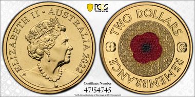 2022-C $2 Remembrance Day Colorized MS68