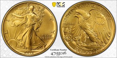 2016-W 50C 100th Anniversary Gold SP70