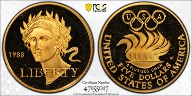1988-W $5 Olympic PR67DCAM