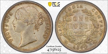 1840(C or B) Rupee SW-3.33 MS62