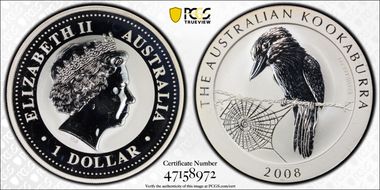 2008-P $1 Kookaburra Ag MS66