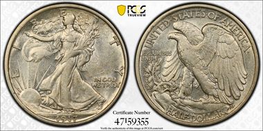 1917-S 50C Reverse AU50