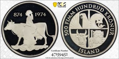 1974 500 Kr 1100 Years PR68DCAM