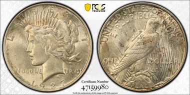1927-D $1 VAM 2 Doubled Motto MS60