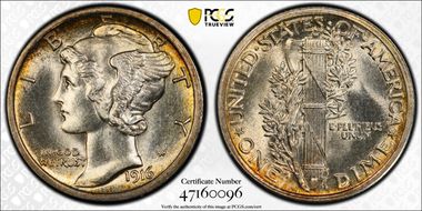 1916 10C Mercury MS65FB