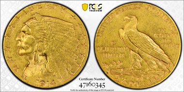 1914-D $2.50 AU58