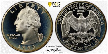 1993-S 25C Silver PR68DCAM