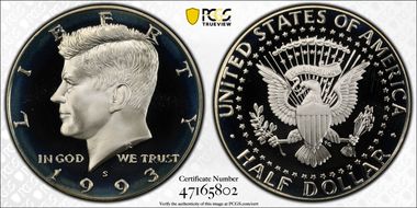 1993-S 50C Silver PR69DCAM