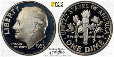 1995-S 10C Silver PR69DCAM