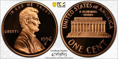 1996-S 1C PR70DCAM
