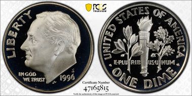 1996-S 10C Silver PR69DCAM
