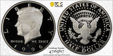 1996-S 50C Silver PR70DCAM