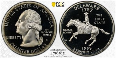 1999-S 25C Delaware Silver PR69DCAM