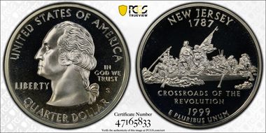 1999-S 25C New Jersey Silver PR69DCAM