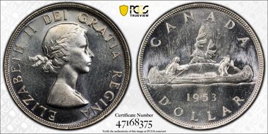 1953 S$1 No Strap, FWL MS64