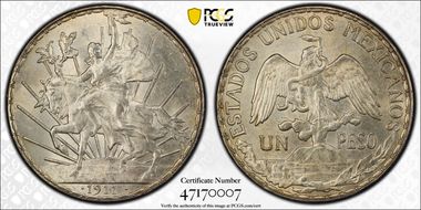 1911 Peso Caballito KM-453  Short Ray MS63