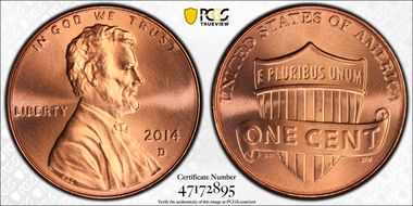 2014-D 1C Shield MS68RD