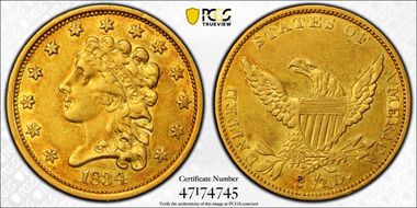 1834 $2.50 Classic AU50