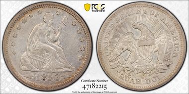 1853 25C Arrows and Rays XF40