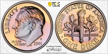 2001-S 10C Silver PR68