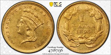 1856 G$1 Slanted 5 AU55