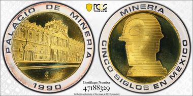 1990-Mo Medal Palace of Mining Bi-Metallic MS68