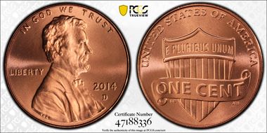 2014-D 1C Shield MS68RD