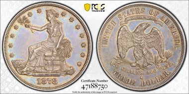 1878-S T$1 Trade AU55