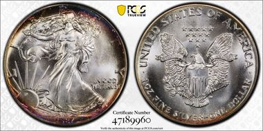 1987 $1 Silver Eagle MS68