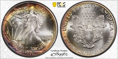 1989 $1 Silver Eagle MS69