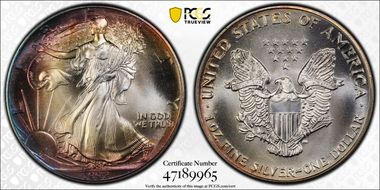 1992 $1 Silver Eagle MS68