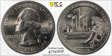 2019-W 25C American Memorial NP AU58